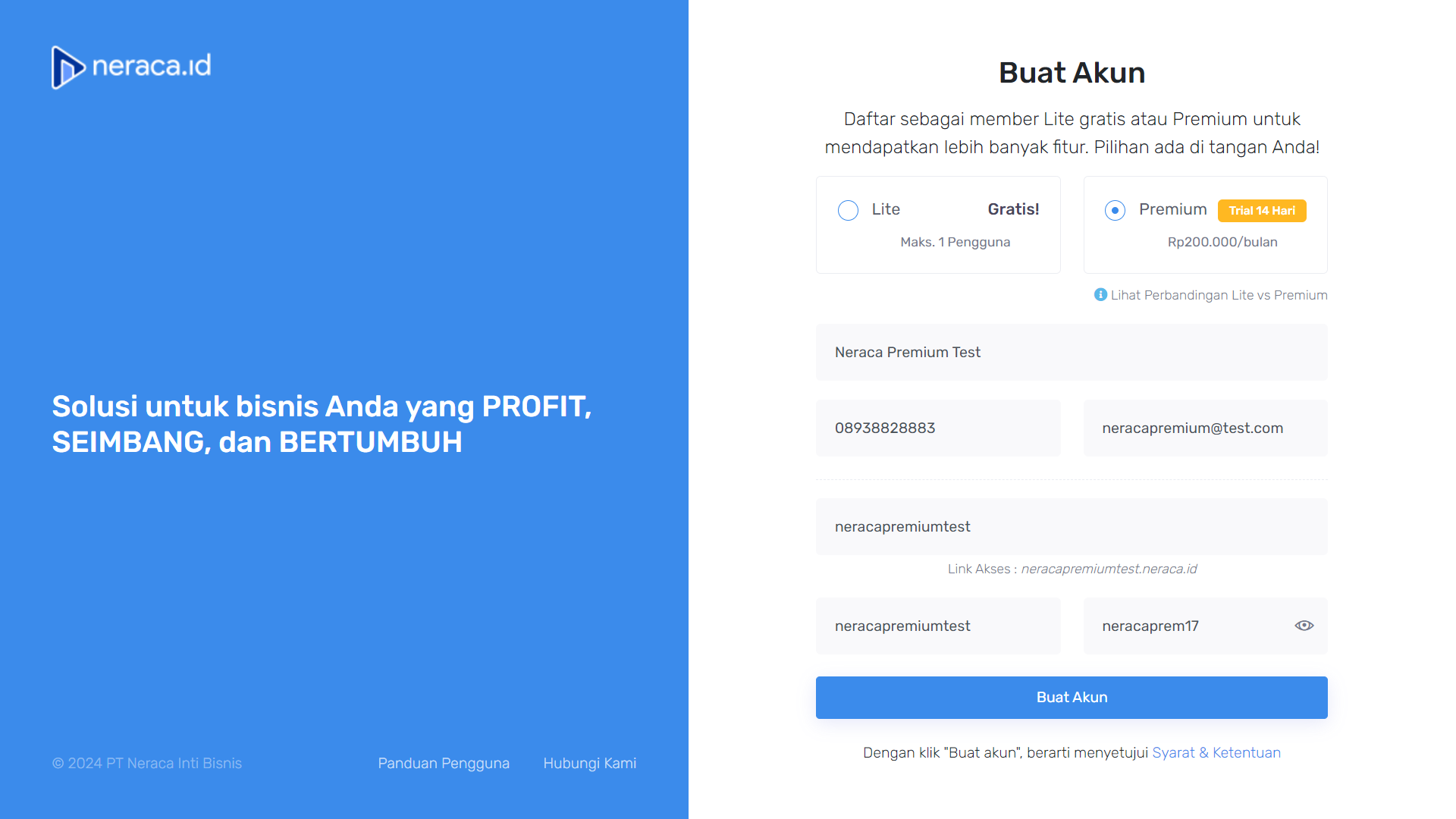 pengisian formulir pendaftaran member premium
