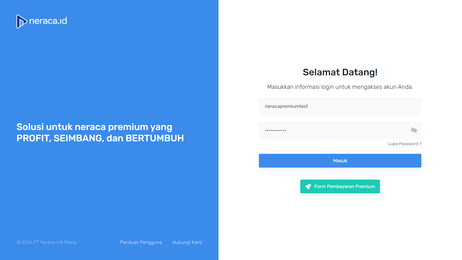 Login dengan menggunakan username dan password yang sudah didaftarkan