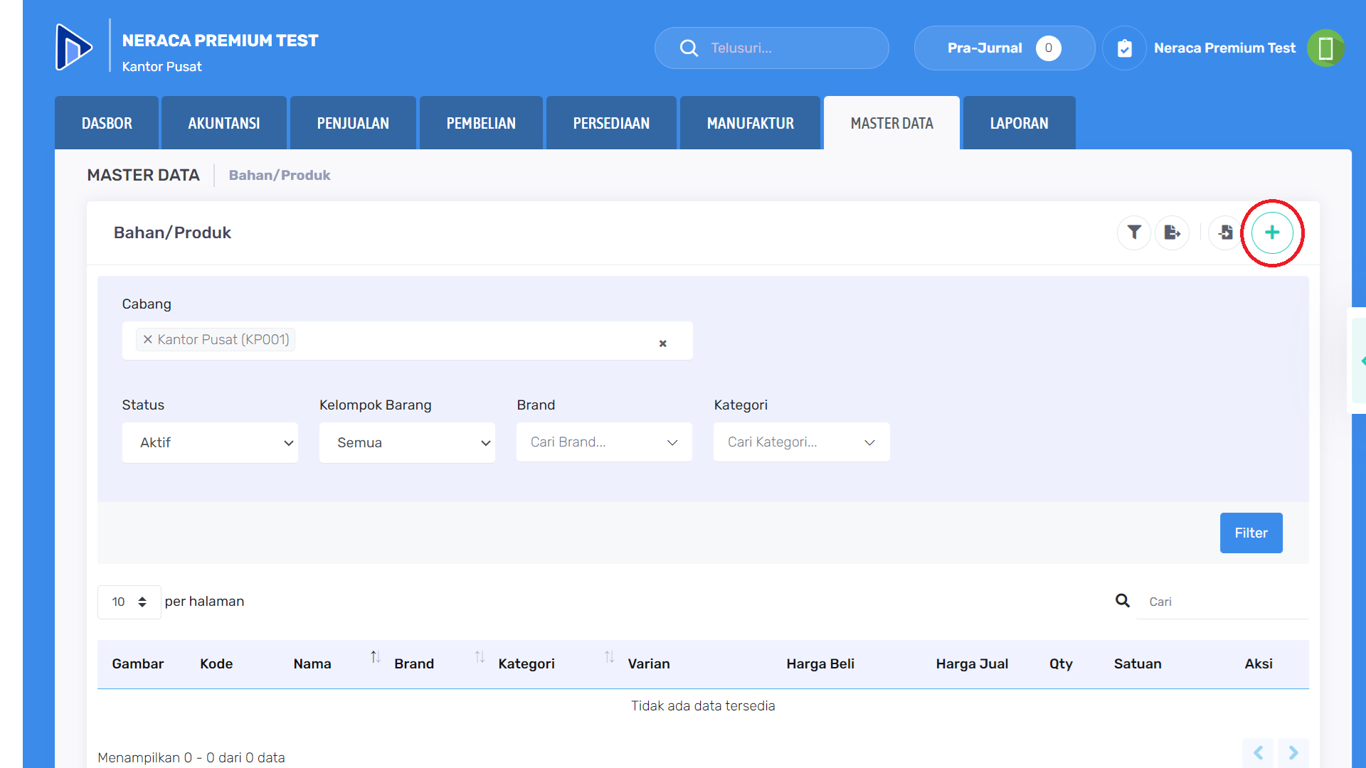 tombol tambah master data produk