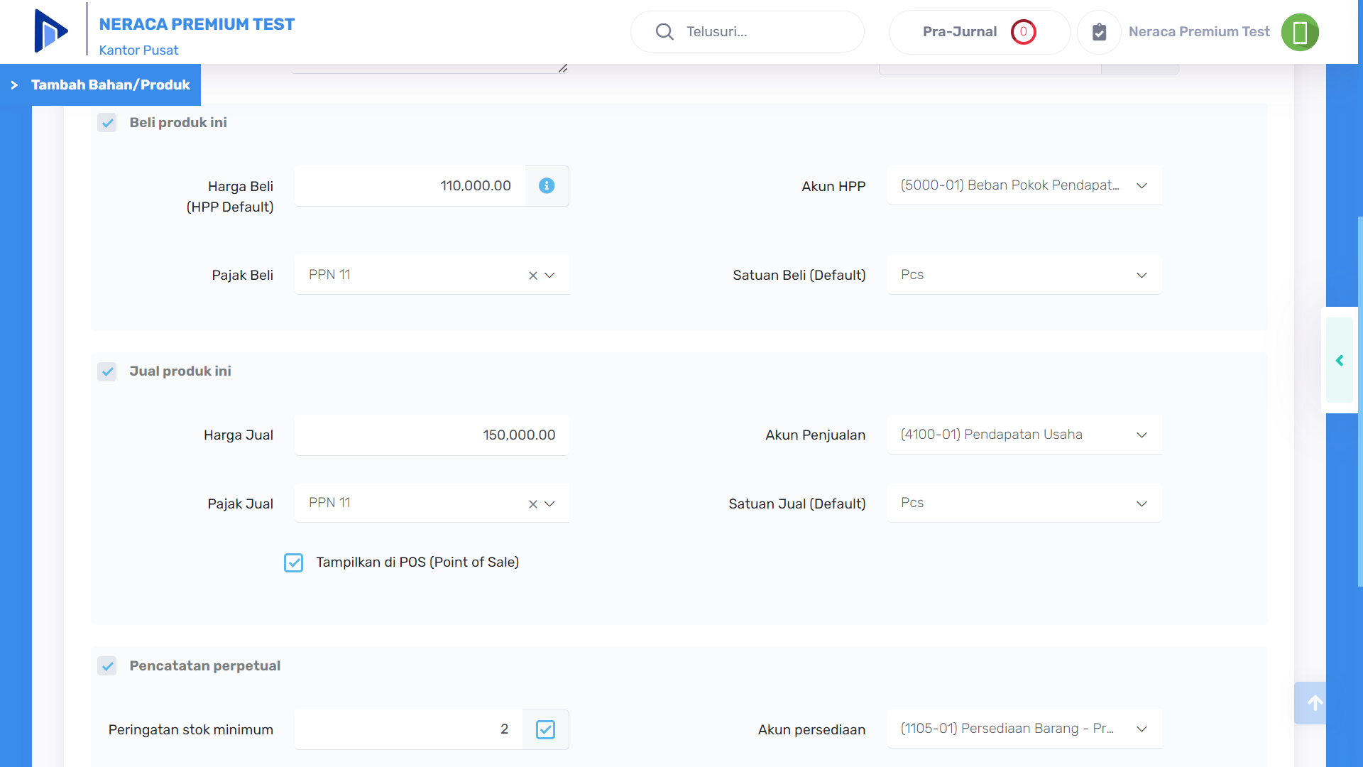 pengisian form master data produk 2