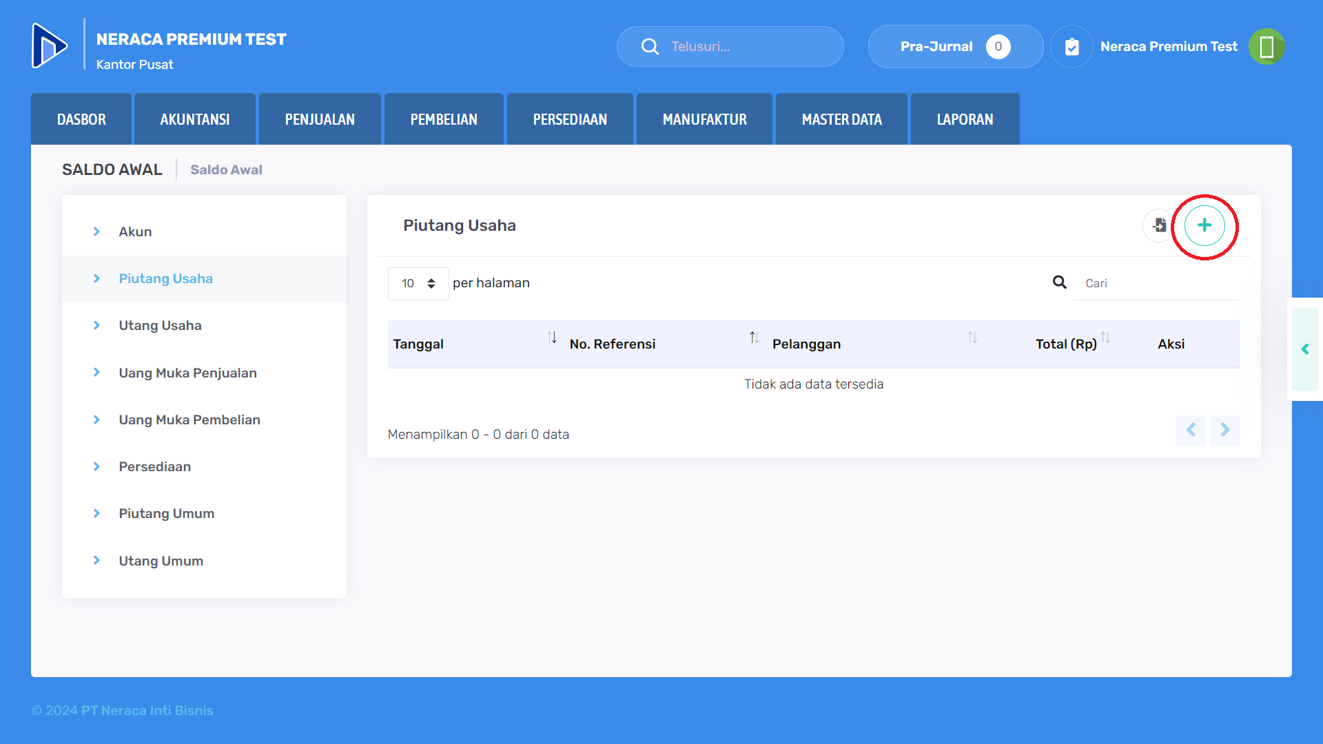 Tambah data saldo awal piutang