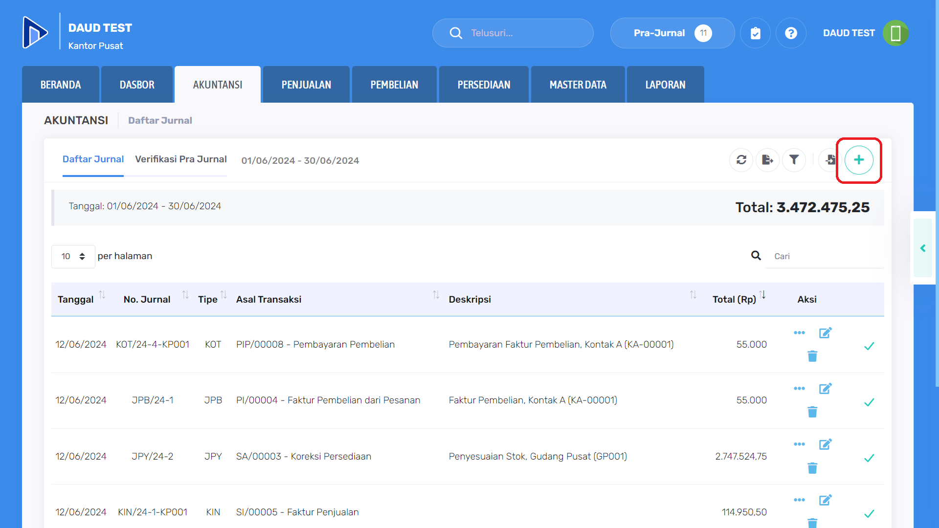 Mengakses form tambah jurnal