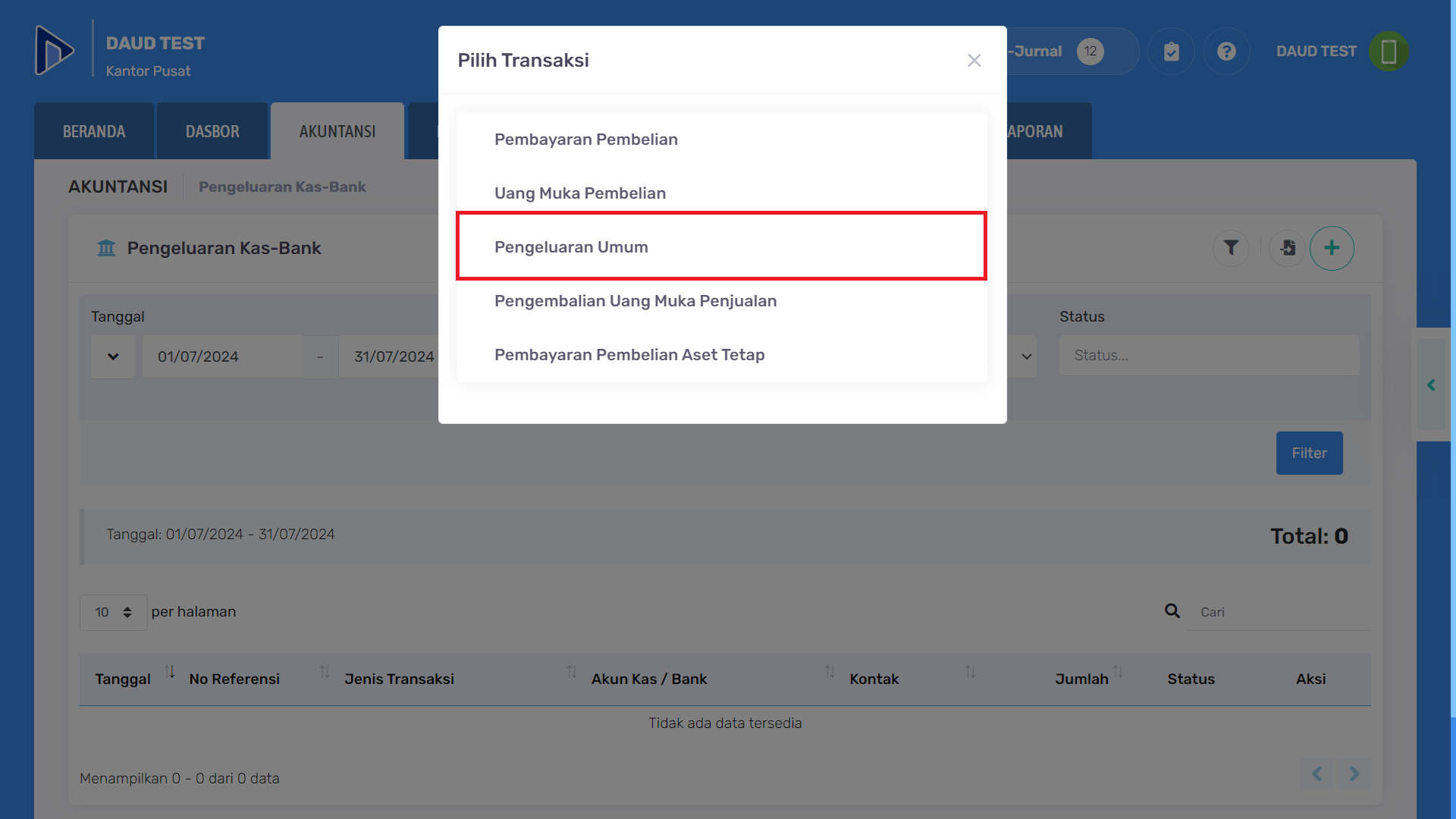 Tambah transaksi pengeluaran umum