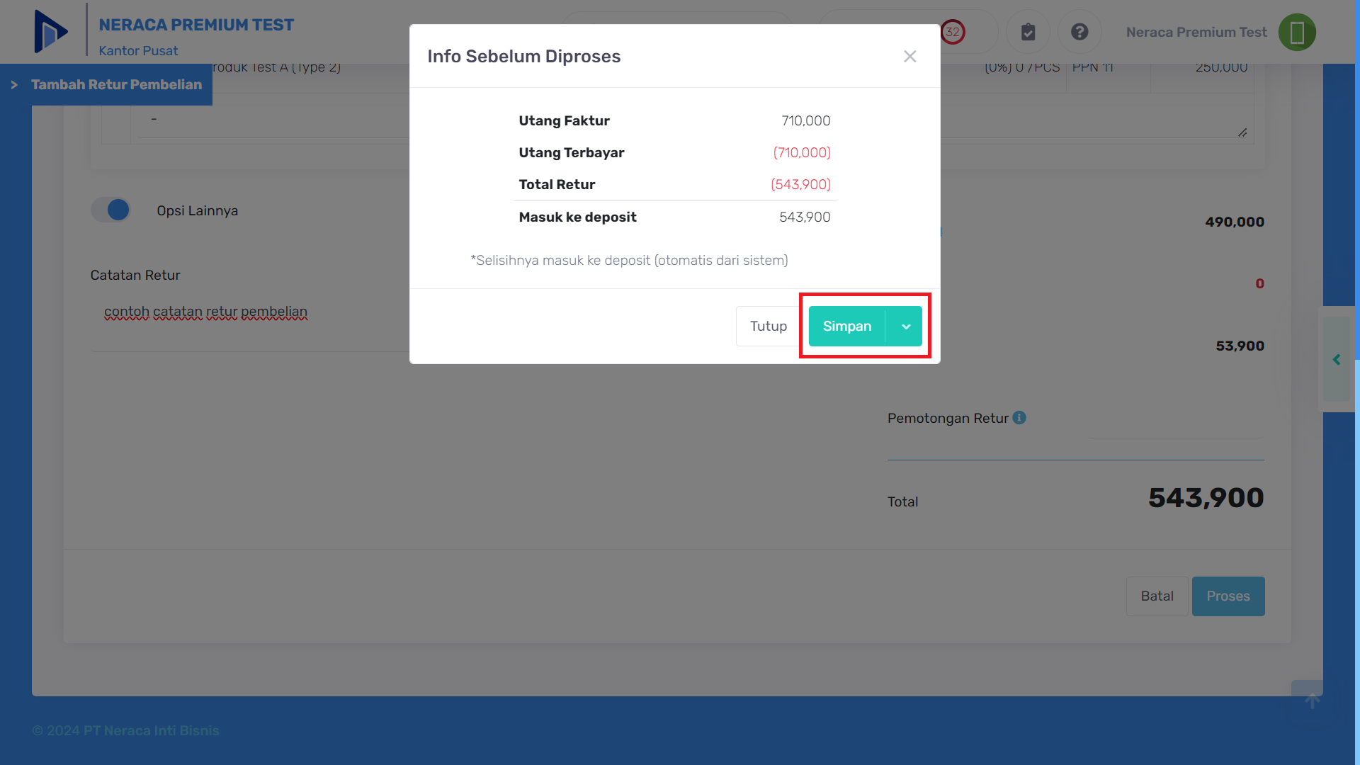 Tinjau ulang info retur pembelian