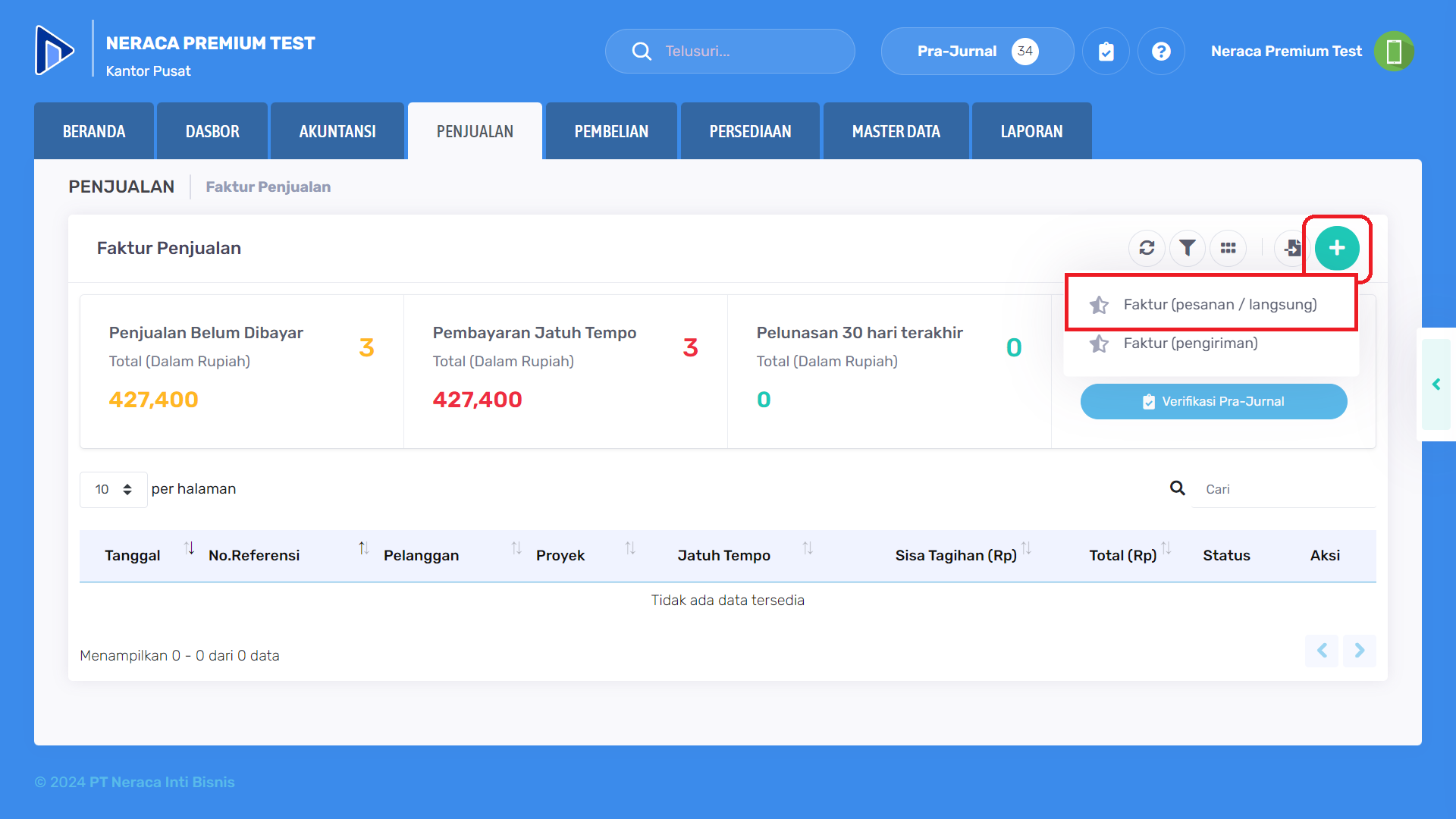 Tambah data faktur penjualan