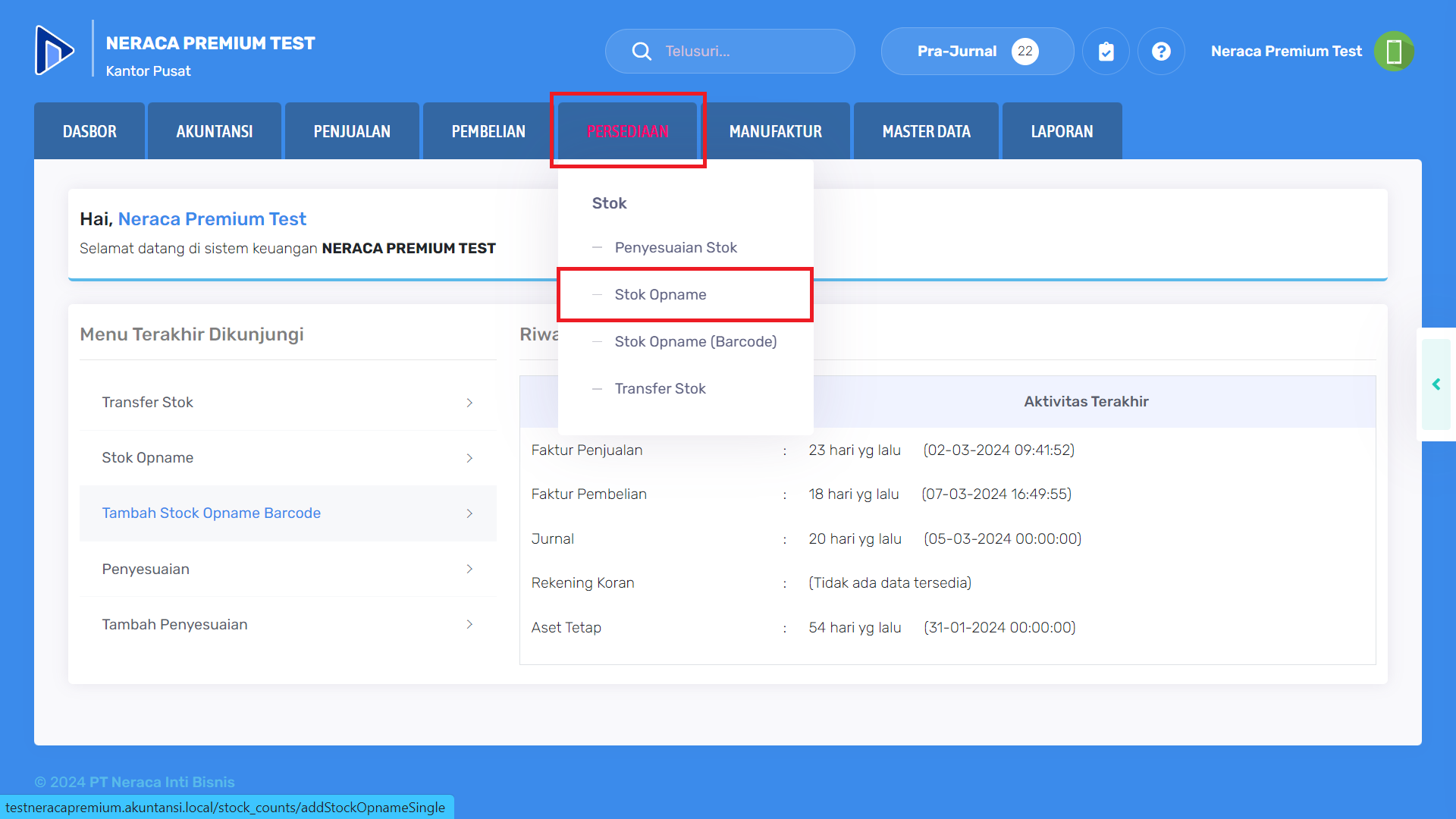 Mengakses menu stok opname